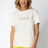 Bielizna Nocna lalupa Gory Z Krotkim Rekawem | T-Shirt Rainbow Z Napisem - Ecru