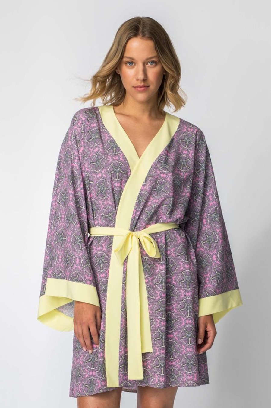 Bielizna Nocna lalupa | Kimono Tropicana Z Kolorowym Nadrukiem - Model 2