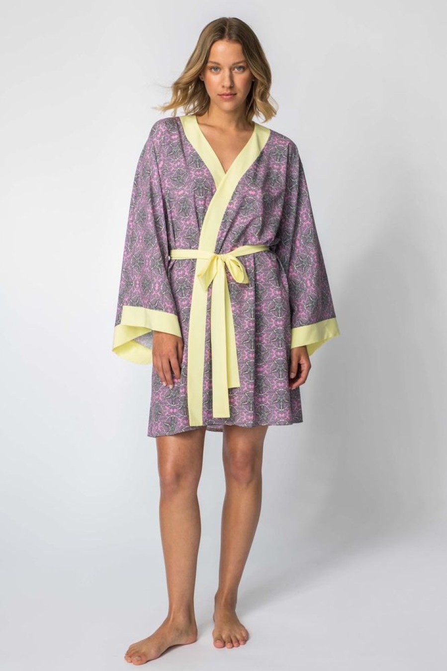 Bielizna Nocna lalupa | Kimono Tropicana Z Kolorowym Nadrukiem - Model 2