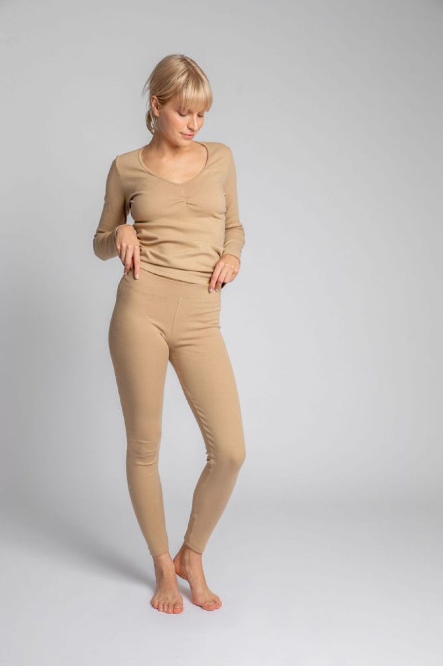 Odziez Codzienna lalupa Legginsy | Bawelniane Legginsy Asana - Cappuccino